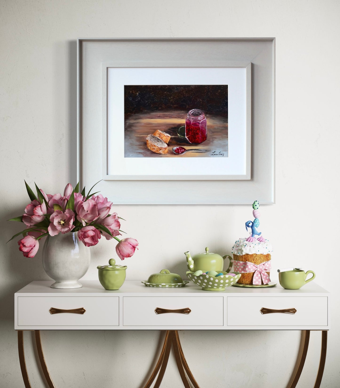 "Redcurrant jam" | Original oil on paper | Framed