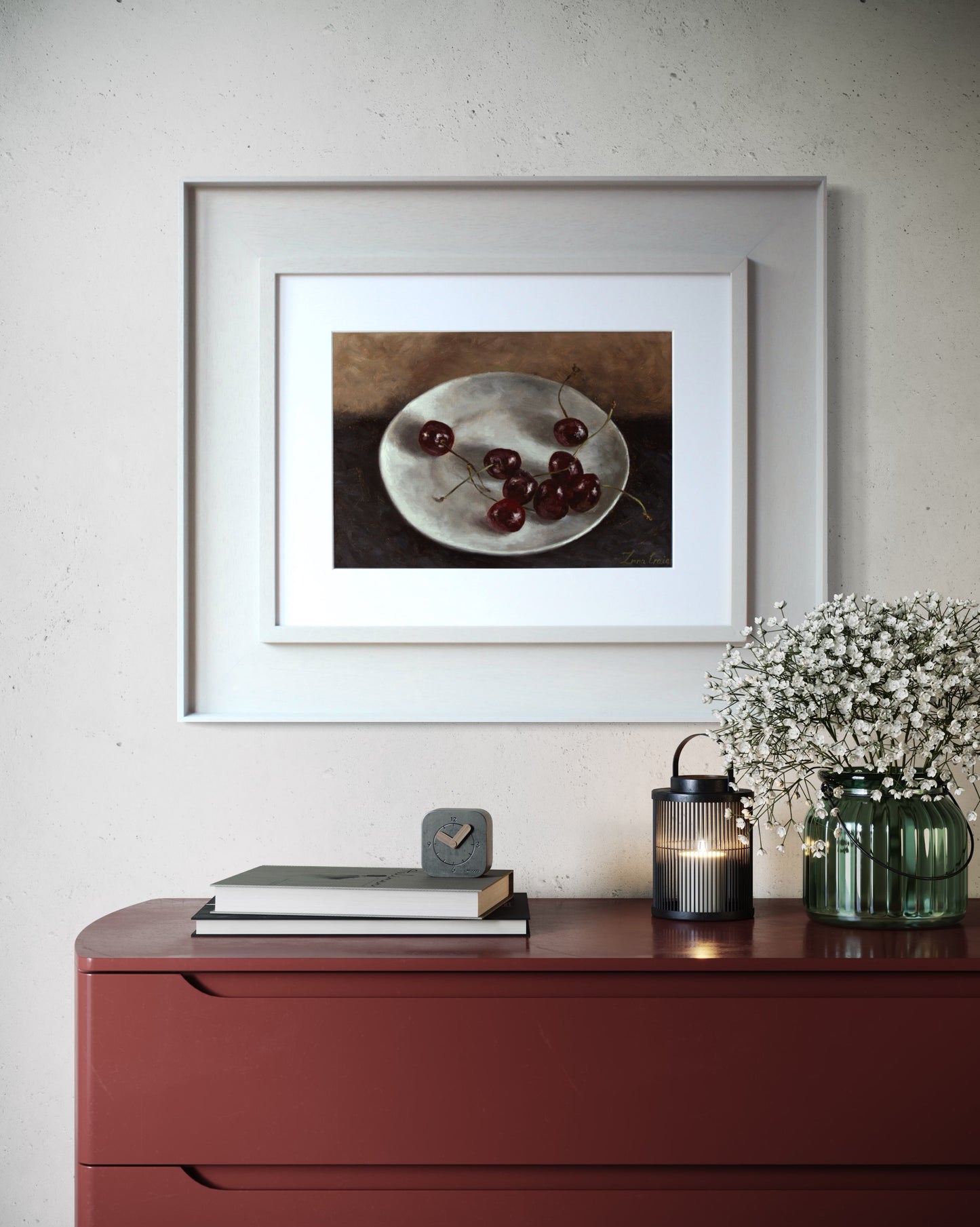 "Angus Cherries" | Original oil on paper | Framed