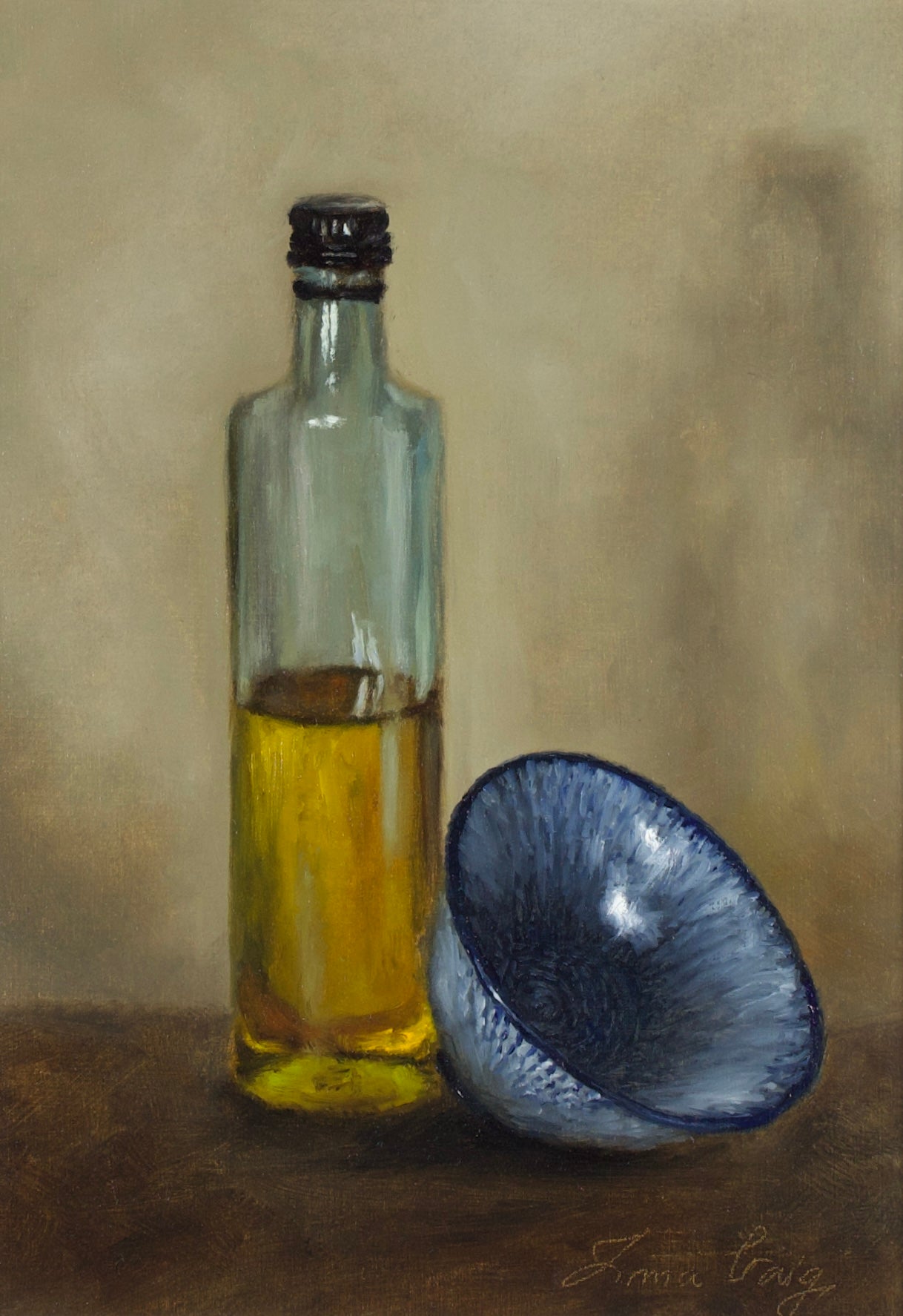 "Oil in a bottle" | Original oil on paper